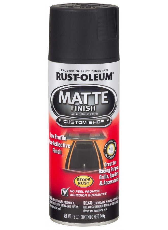RUST-OLEUM رش طلاء مات من رست-أوليوم 263422 للسيارات، 12 أونصة، أسود مات - Image 1
