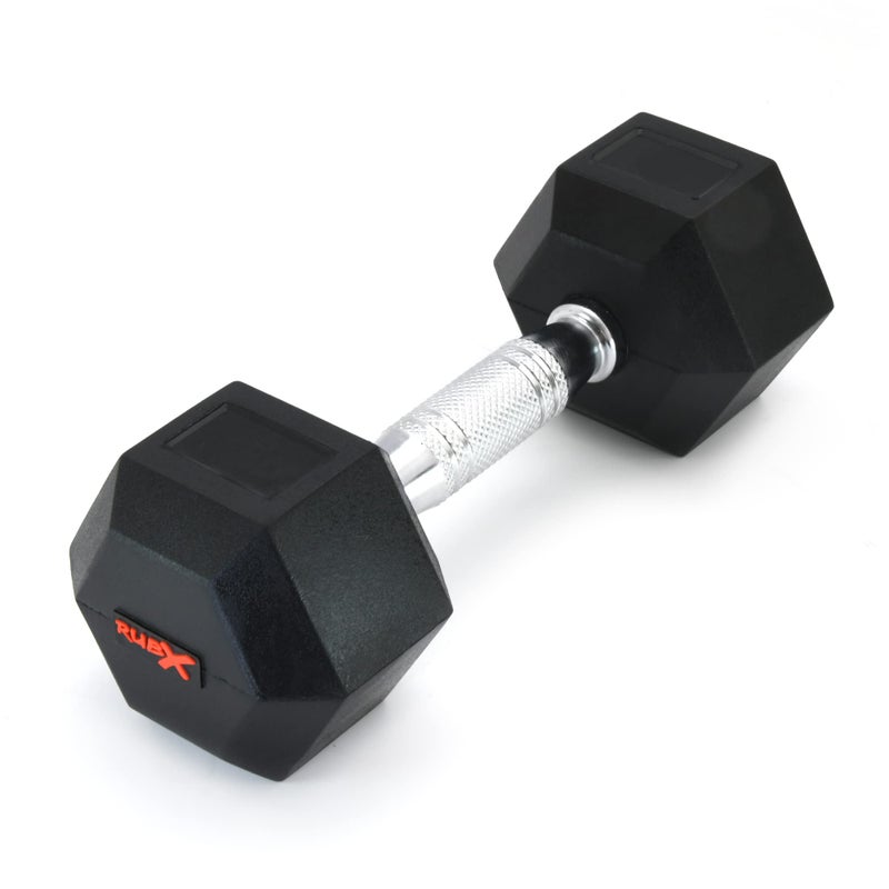 RUBX Fitness Rubber Encased Solid Hex Dumbbell Single Piece (One Dumbbell Only 5 Kg, Single Piece) Fixed, Black - Image 4