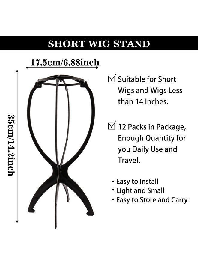 Messen 12 Pieces Wig Stands Wig Holder Wig Head Stand Portable Collapsible Wig Stand Durable Wig Drying Stand Travel Wig Display Tool (Black) - Image 3
