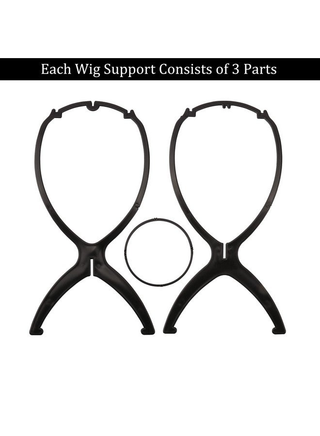Messen 12 Pieces Wig Stands Wig Holder Wig Head Stand Portable Collapsible Wig Stand Durable Wig Drying Stand Travel Wig Display Tool (Black) - Image 4