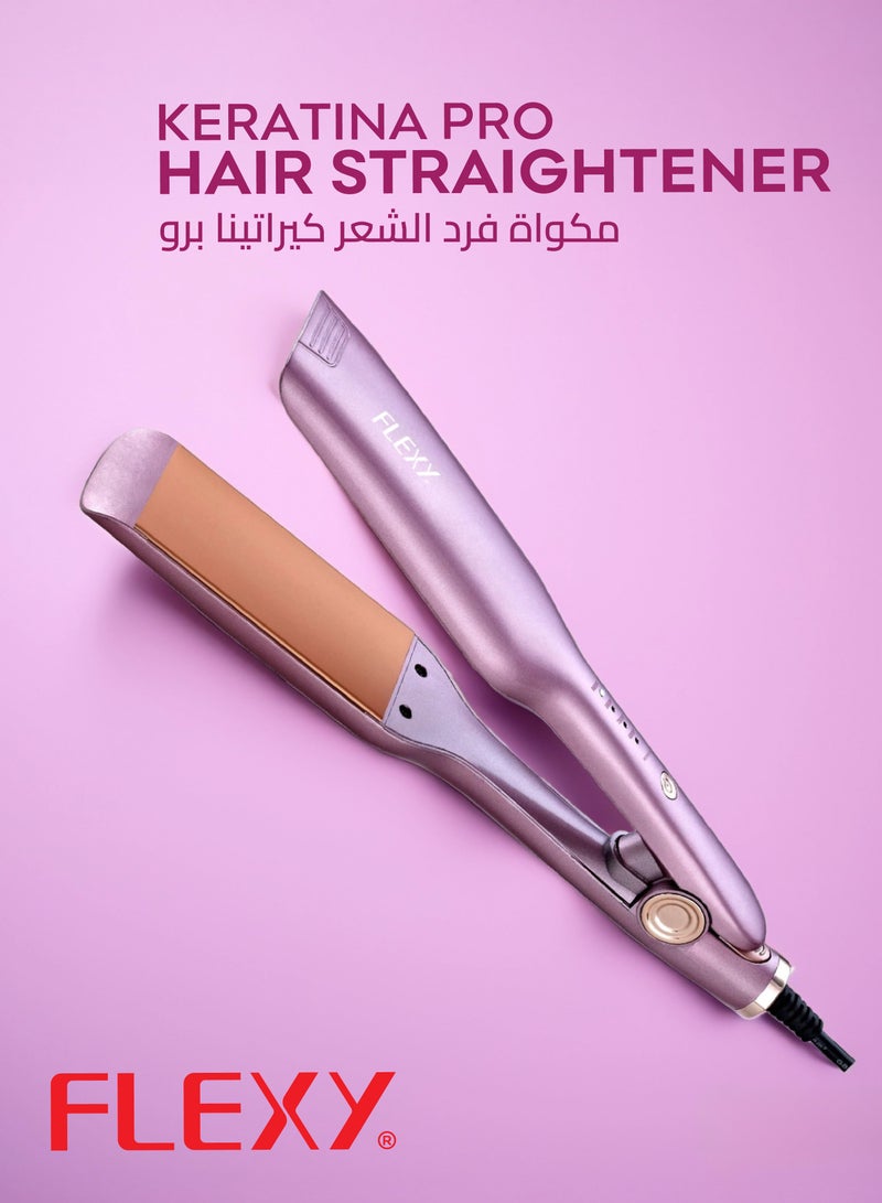 Flexy Keratina PRO Hair Straightener with Coconut Therapy, Temperature Display, Fast Heating PTC, 980°F Control, Curling Stick, Anti-Stick Plates, All Hair Types, 2-Year Warranty  - Image 2