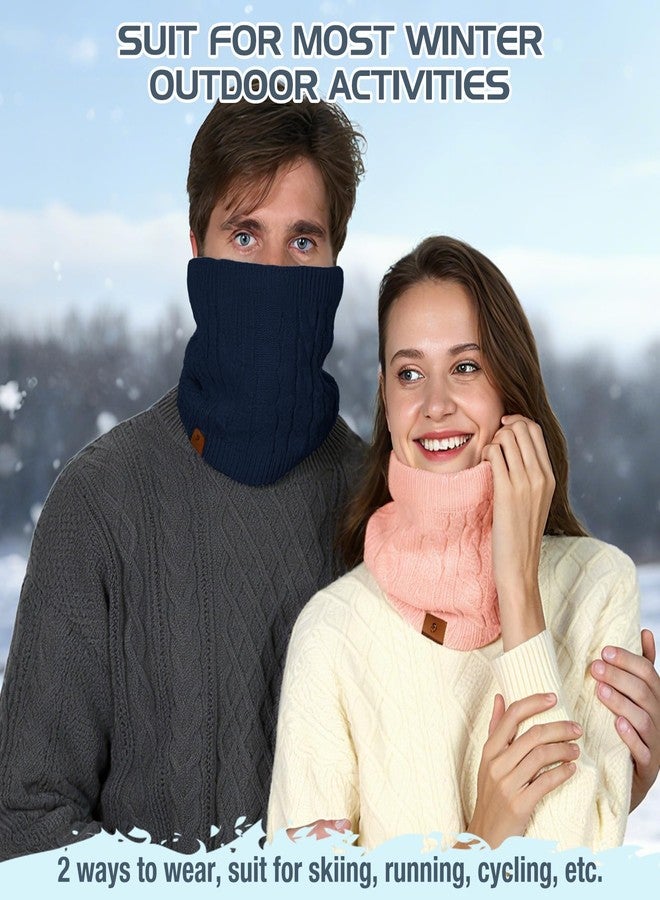 Goocoz Mens Scarf Winter Neck Gaiters 3PCS, Knit Neck Warmer with Thick Fleece Lining Scarves, Cold Weather Gear for Men Ski, Black/Grey/Blue, M - Image 5