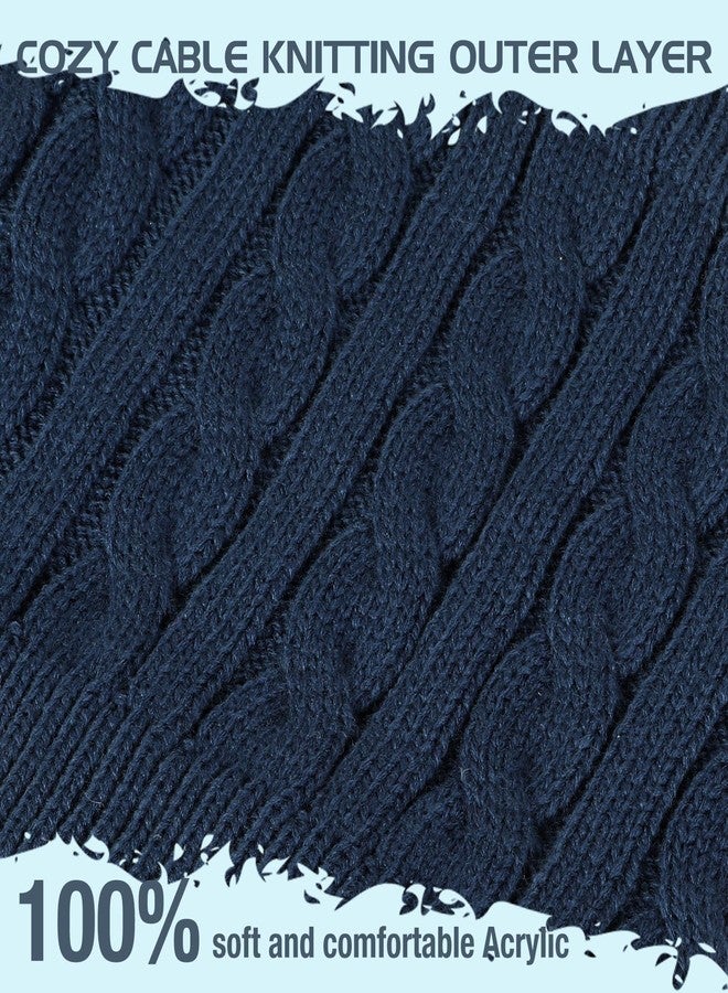 Goocoz Mens Scarf Winter Neck Gaiters 3PCS, Knit Neck Warmer with Thick Fleece Lining Scarves, Cold Weather Gear for Men Ski, Black/Grey/Blue, M - Image 2