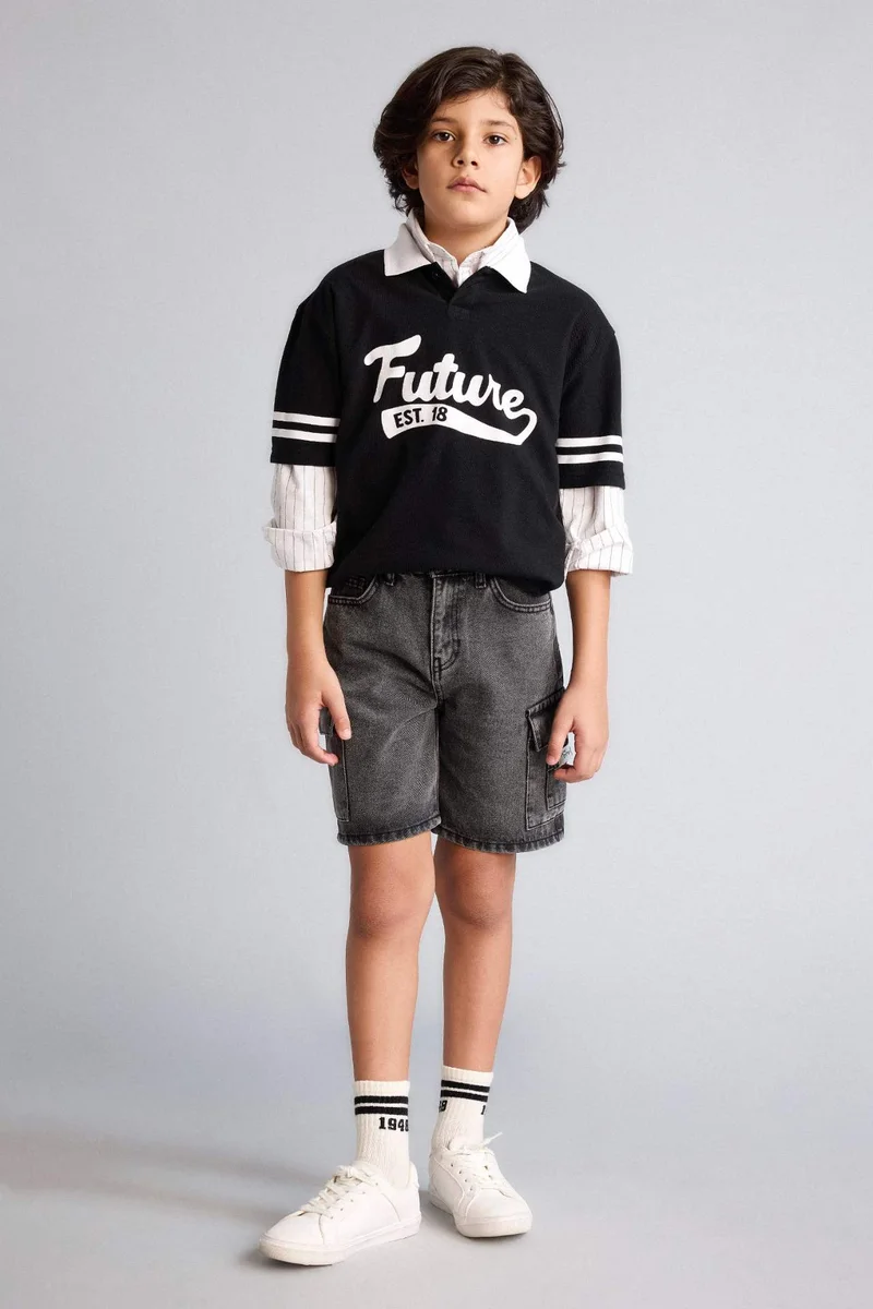 ديفاكتو Oversize Fit Short Sleeve Polo T-Shirt