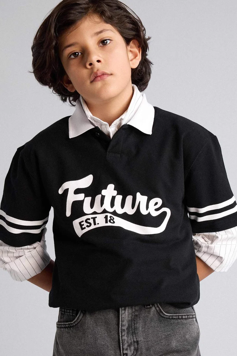 ديفاكتو Oversize Fit Short Sleeve Polo T-Shirt