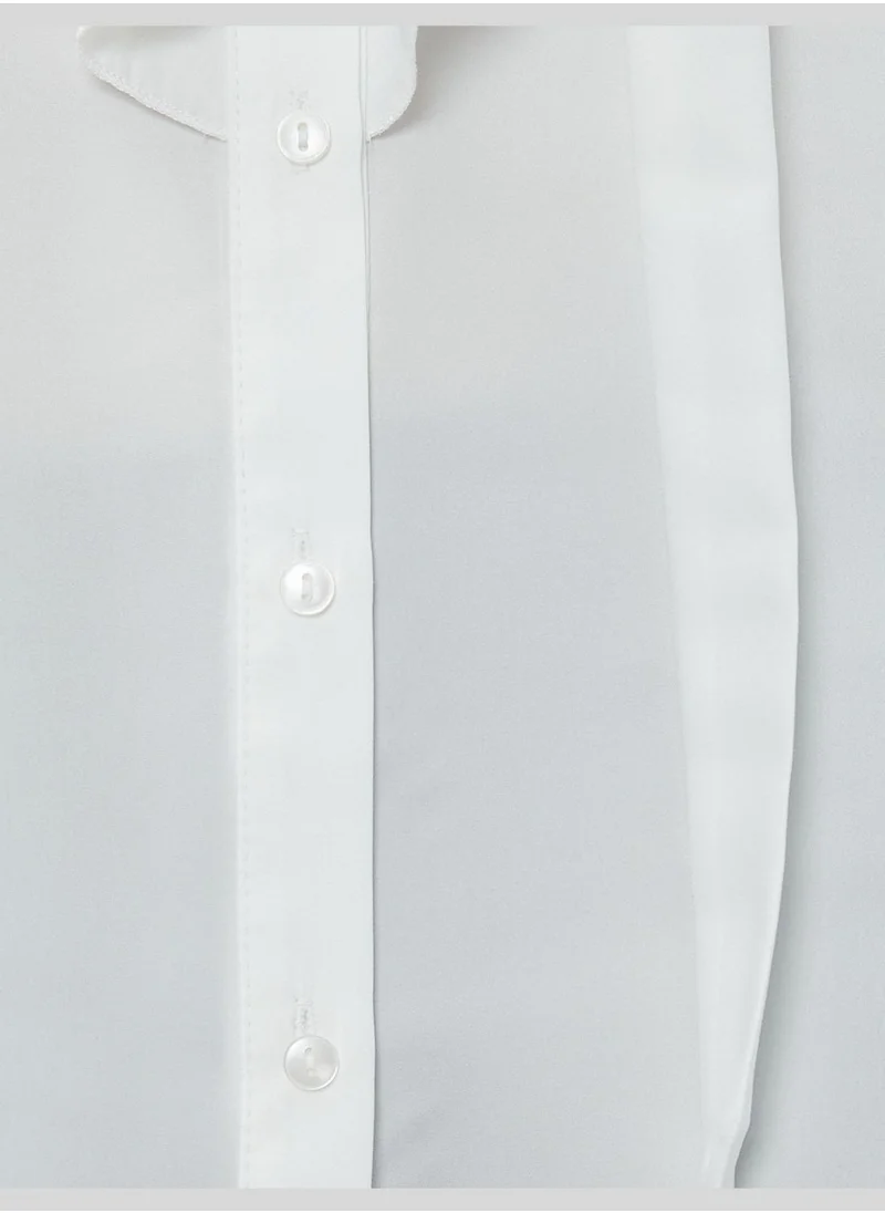 KOTON Frilled Neck Long Sleeve Blouse
