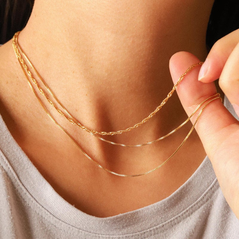 CHESKY Dainty Layered Box Necklace Chain for Women, Layering Choker Necklaces Set 14K Gold Plated Trendy Multilayer Thin Chains Link Necklace Womens Simple Stacked Handmade Jewelry Gift - Image 4