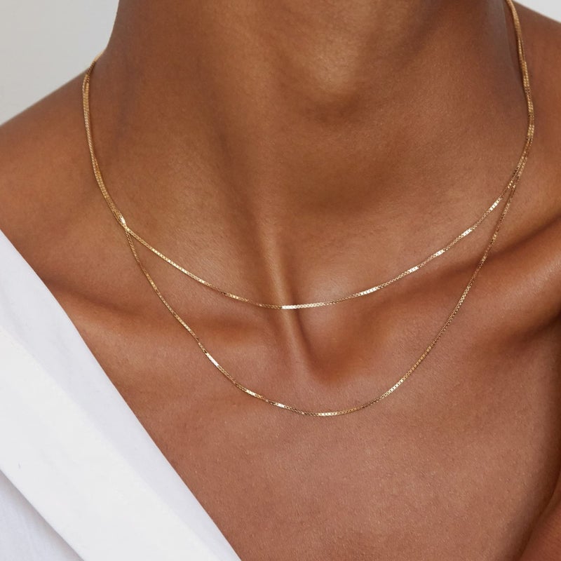 CHESKY Dainty Layered Box Necklace Chain for Women, Layering Choker Necklaces Set 14K Gold Plated Trendy Multilayer Thin Chains Link Necklace Womens Simple Stacked Handmade Jewelry Gift - Image 2