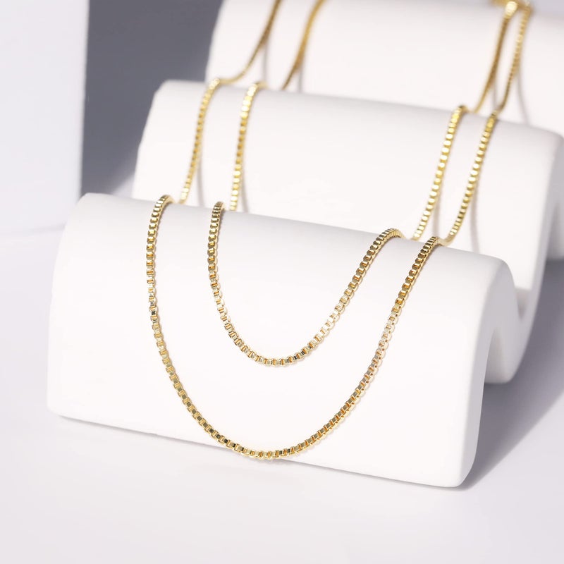 CHESKY Dainty Layered Box Necklace Chain for Women, Layering Choker Necklaces Set 14K Gold Plated Trendy Multilayer Thin Chains Link Necklace Womens Simple Stacked Handmade Jewelry Gift - Image 5