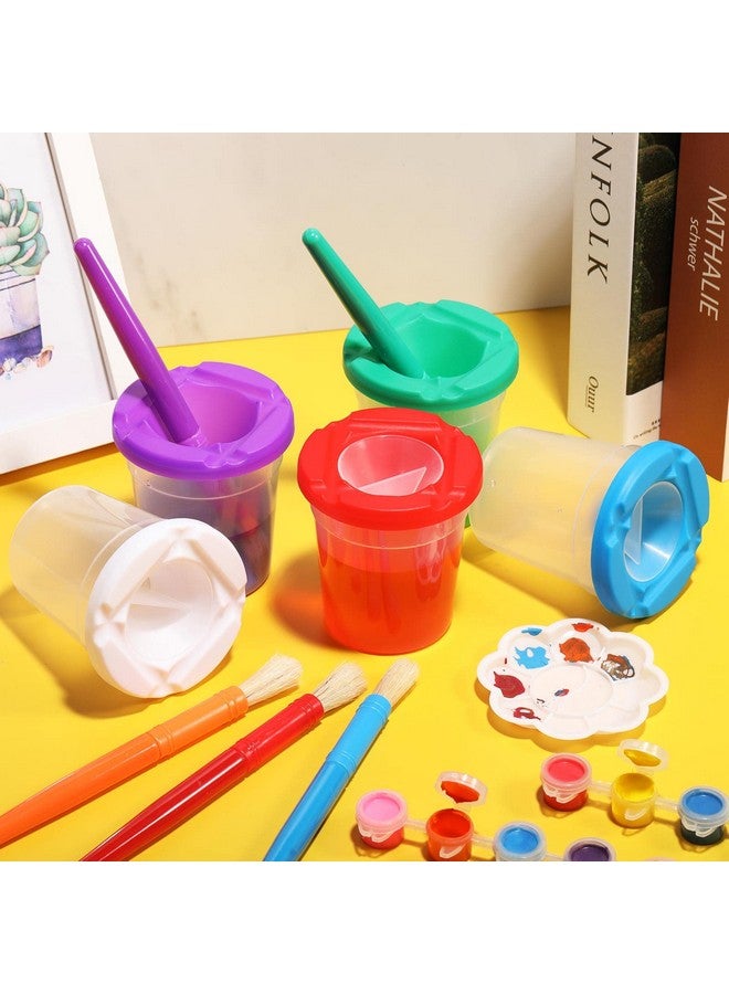 Marspark 40 Pieces Paint Cups with Lids for Kids Toddler No Spill Paint Cups with Brushes Acrylic Washable Spill Proof Painting Containers for Art Supplies Kids Early Learning Watercolor - Image 5