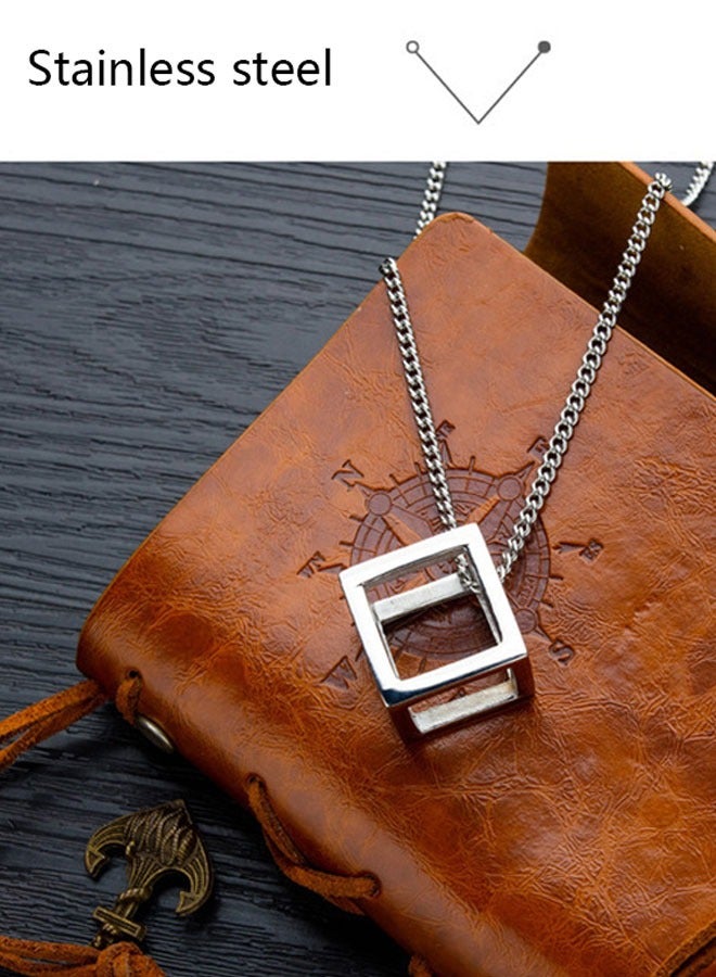 HAWAWA Stainless Steel Geometric Pendant Necklace for Mens Boys Cool Necklace Jewelry Gifts 57cm Chain  - Image 3