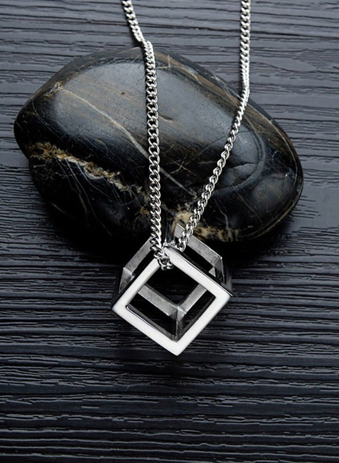 HAWAWA Stainless Steel Geometric Pendant Necklace for Mens Boys Cool Necklace Jewelry Gifts 57cm Chain  - Image 4