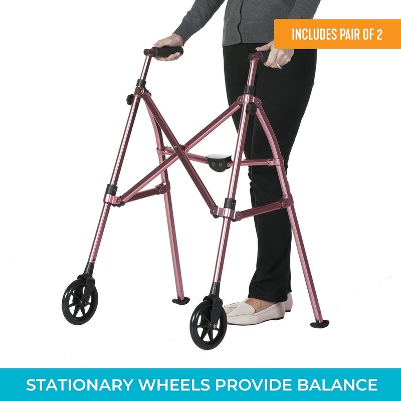 Stander Non-Swivel Wheel Kit for EZ Fold-N-Go Walker and Able Life Space Saver Walker, Black, 2 Count - Image 2