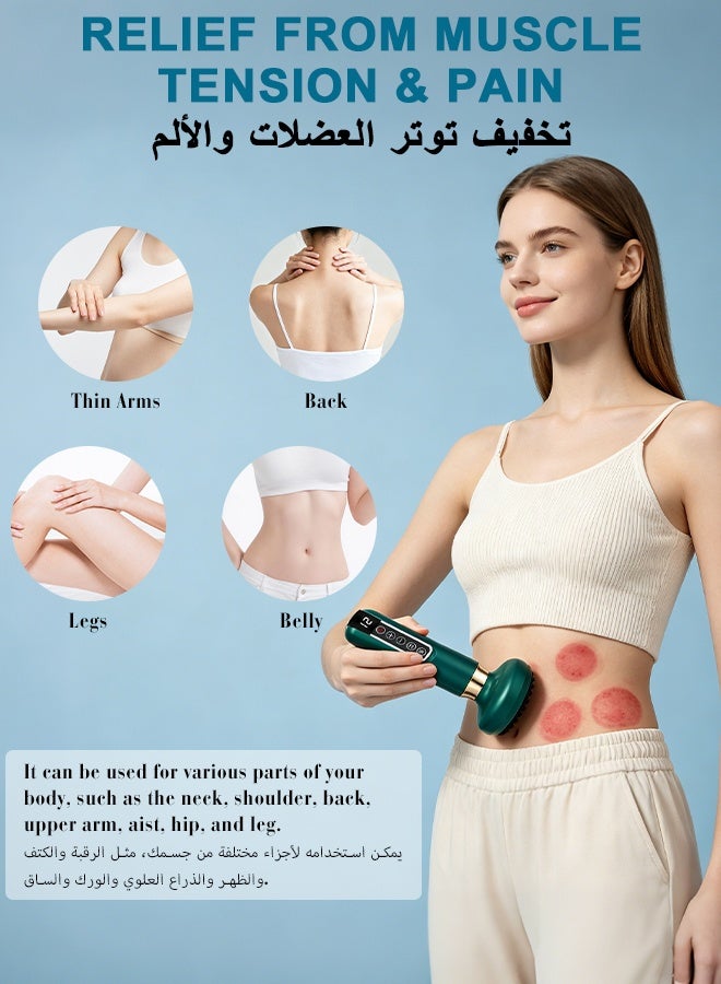 Yakiter Handheld Anti Cellulite Massage Tool with Heating & 12 Suction Levels,  Deep Tissue Relaxation & Circulation Boost, for Arms, Legs, Body & Back (Green) - Image 5