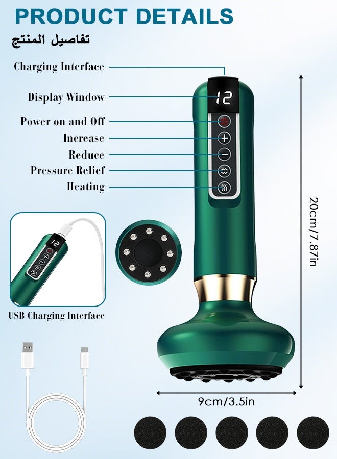 Yakiter Handheld Anti Cellulite Massage Tool with Heating & 12 Suction Levels,  Deep Tissue Relaxation & Circulation Boost, for Arms, Legs, Body & Back (Green) - Image 2