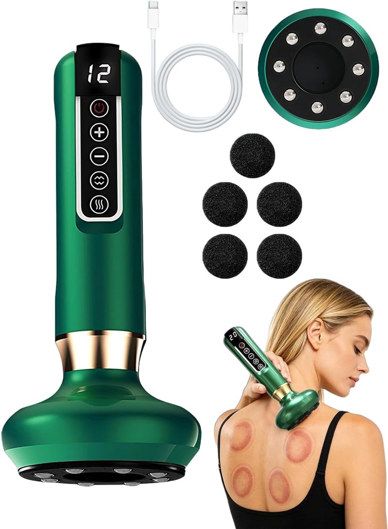 Yakiter Handheld Anti Cellulite Massage Tool with Heating & 12 Suction Levels,  Deep Tissue Relaxation & Circulation Boost, for Arms, Legs, Body & Back (Green) - Image 1