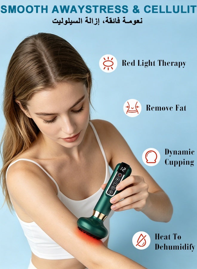 Yakiter Handheld Anti Cellulite Massage Tool with Heating & 12 Suction Levels,  Deep Tissue Relaxation & Circulation Boost, for Arms, Legs, Body & Back (Green) - Image 3