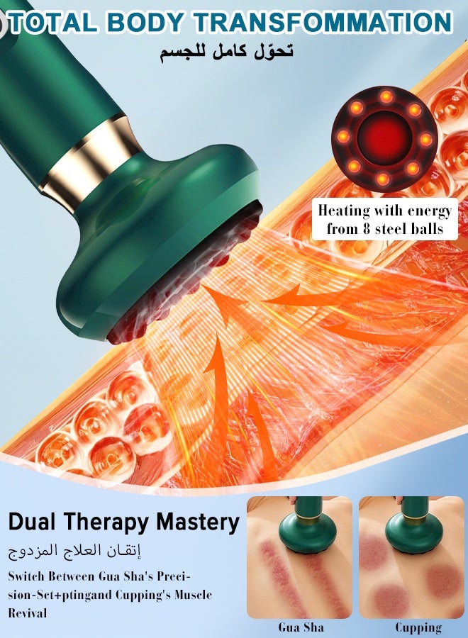 Yakiter Handheld Anti Cellulite Massage Tool with Heating & 12 Suction Levels,  Deep Tissue Relaxation & Circulation Boost, for Arms, Legs, Body & Back (Green) - Image 4