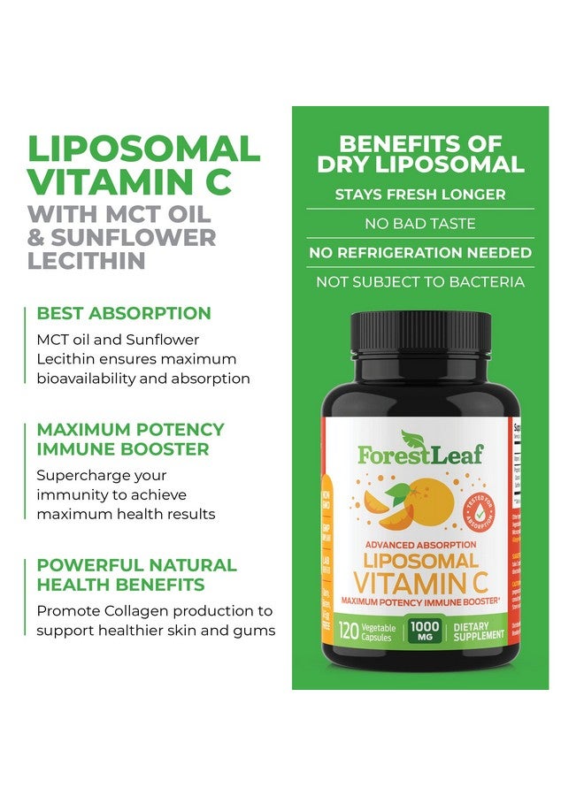 ForestLeaf Liposomal Vitamin C Vit C Vitamin C Liposomal Liposomal Vitamin C 1000Mg Vitamin C Capsules Immune Booster W/ Mct Oil & Sunflower Lecithin Superior Absorption 120 Capsules - Image 5
