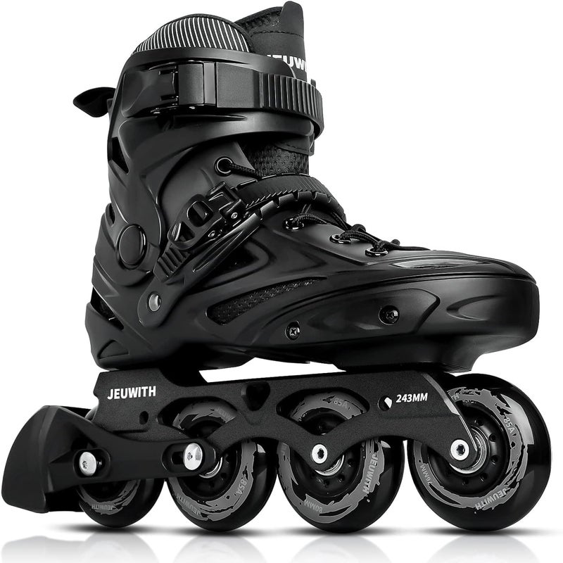 JEUWITH Inline Skates for Women Men, Outdoor Street Blades Roller Adult Male Female, Professional Fitness Roller Skates Blades for Unisex (Black) Men9.5/Women10.5/28.5cm - Image 1