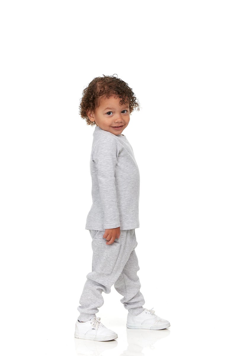Cudlie 5-Pack Baby Boy Long Sleeve Shirt - Basic Tshirt Tops, Light Undershirt - Solid, Striped & Statement Tees, Size 12M - Image 2