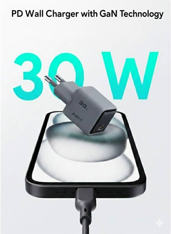 أوكي AUKEY Comet 30W PD Wall Charger Foldable with GaN Technology PA-C1 grey - Image 4