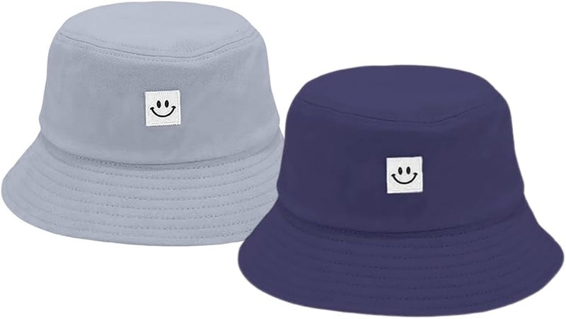 AJG Kids Sun Hat Smile Face Bucket Hat for Girls Boys Summer Sun Protection Cotton Unisex Beach Cap - Image 1