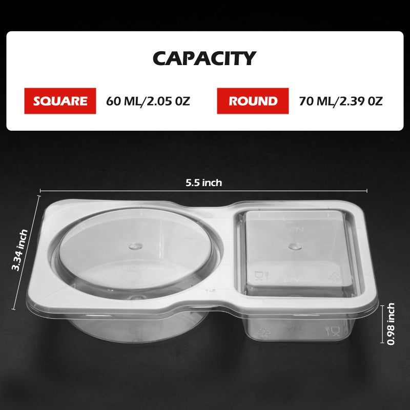 UVHJW 20 Set Reusable Snack Containers, 2-Compartment Dipping Containers with Lid for Refrigeration, Portion Control, Outdoor Takeaway Sauce Dip Case - Image 3