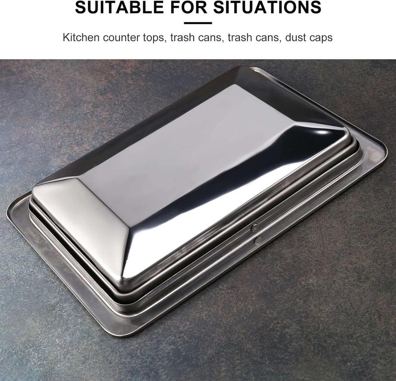 Built in Flush Trash Can Cover, Stainless Steel Countertop Auto Flap, Desktop Waste Basket, Waste Basket Bin, Easy to Clean for Food Scrapes Veg Peeling,430 27c,430 26cm - Image 2