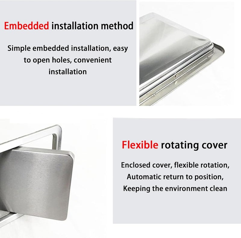 Built in Flush Trash Can Cover, Stainless Steel Countertop Auto Flap, Desktop Waste Basket, Waste Basket Bin, Easy to Clean for Food Scrapes Veg Peeling,430 27c,430 26cm - Image 4
