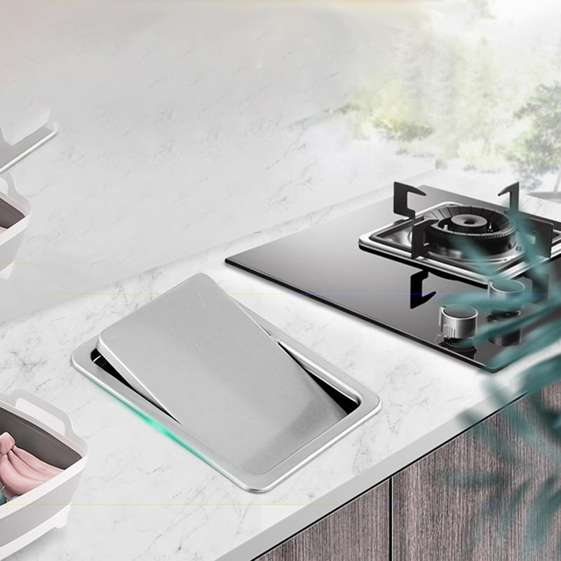 Built in Flush Trash Can Cover, Stainless Steel Countertop Auto Flap, Desktop Waste Basket, Waste Basket Bin, Easy to Clean for Food Scrapes Veg Peeling,430 27c,430 26cm - Image 5