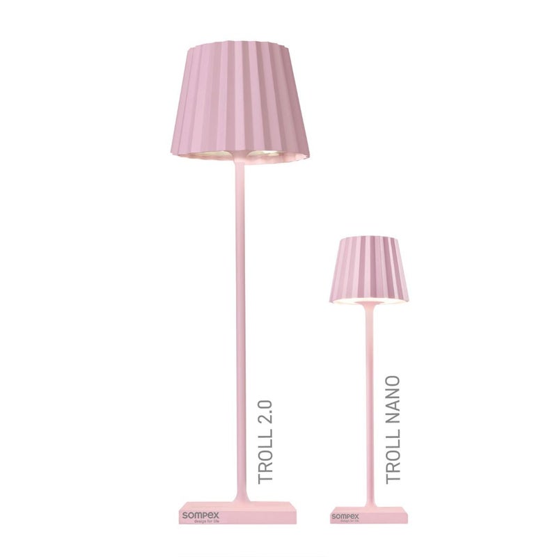 Sompex Troll Nano Table Lamp (Matte finish) | Indoor & Outdoor | 2 light colours | Stepless touch dimmer | 1.6W LED Battery Operated | Aluminium | 54 (splash and dust proof) 10 x 21 cm - Pink - Image 3