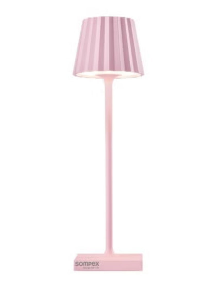 Sompex Troll Nano Table Lamp (Matte finish) | Indoor & Outdoor | 2 light colours | Stepless touch dimmer | 1.6W LED Battery Operated | Aluminium | 54 (splash and dust proof) 10 x 21 cm - Pink - Image 1