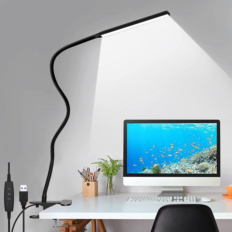 WEMART Desk Lamp, Swing Arm Desk Light With Clamp, 3 Lighting 10 Brightness Eye-Caring Modes, Reading Desk Lamps For Home Office 360 Degree Spin With Usb (Flexible Gooseneck Desk Light) - Image 1