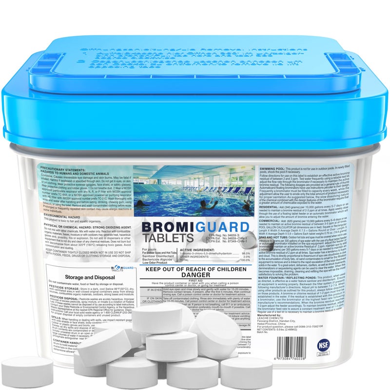 BROMIGUARD ã€1 Inch 5.5 Lbsã€‘ Bromine Tablets for Spa Hot Tub Chemical Tabs Brominating Tablets Spa Hot Tub Chemical Sanitizer - Image 1
