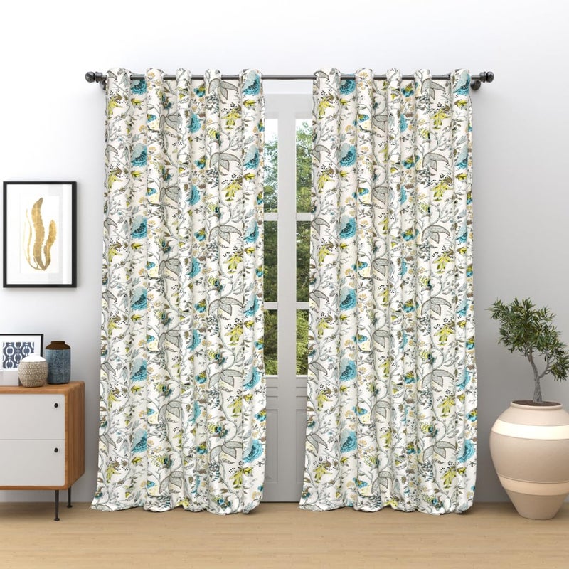 EasyGoods 240 TC Cotton Anokhi Printed Windows Curtains with Grommets Room Darkening Curtains for Living Room Bedroom Home 5ft375ft Botanique Blue - Image 2
