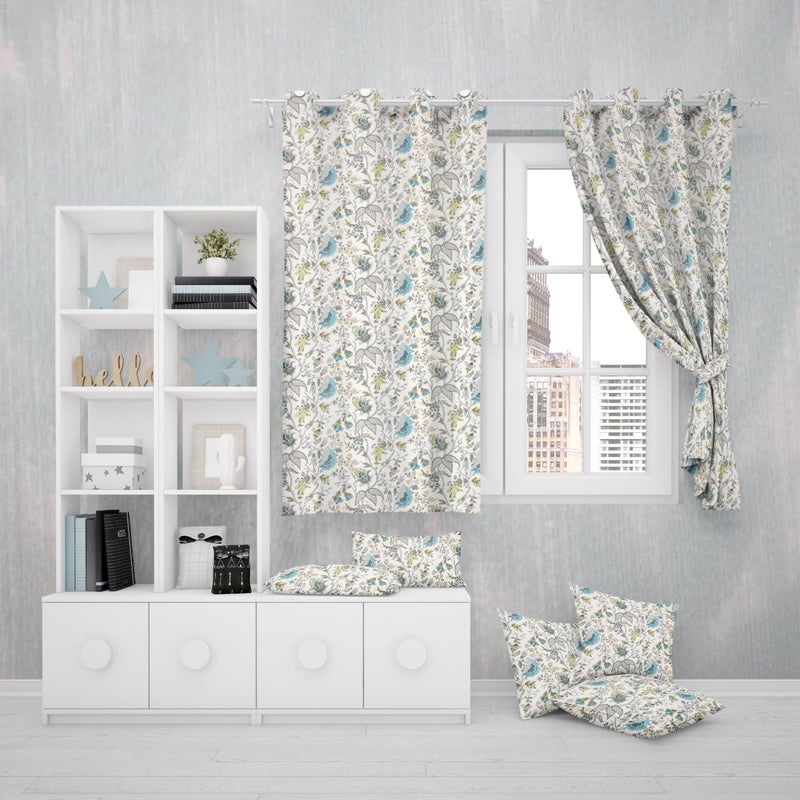 EasyGoods 240 TC Cotton Anokhi Printed Windows Curtains with Grommets Room Darkening Curtains for Living Room Bedroom Home 5ft375ft Botanique Blue - Image 3