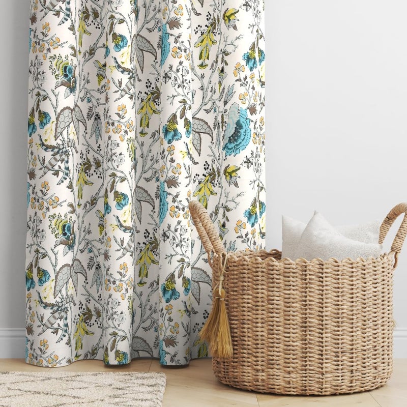 EasyGoods 240 TC Cotton Anokhi Printed Windows Curtains with Grommets Room Darkening Curtains for Living Room Bedroom Home 5ft375ft Botanique Blue - Image 1