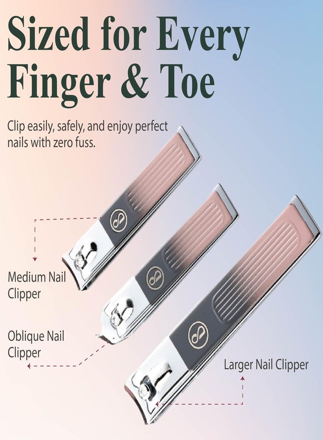 Beauté Secrets Nail Cutter Set 12 Pcs Nail Clipper Set with Nail Filer for Men & Women, Manicure Pedicure Kit for Thick Toenails & Fingernails, Manicure kit, Premium Pink - Image 4