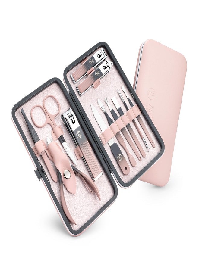 Beauté Secrets Nail Cutter Set 12 Pcs Nail Clipper Set with Nail Filer for Men & Women, Manicure Pedicure Kit for Thick Toenails & Fingernails, Manicure kit, Premium Pink - Image 1