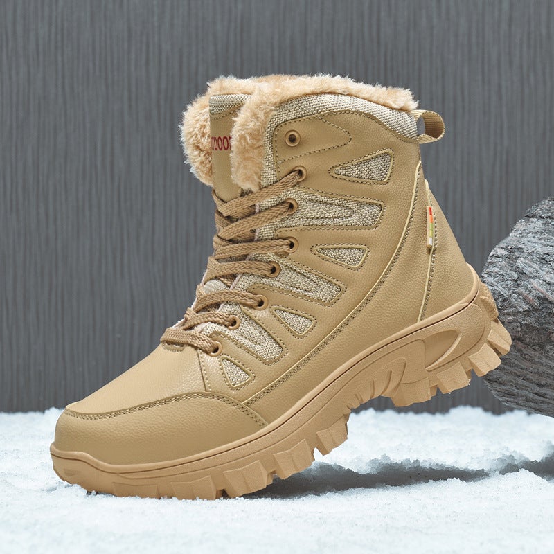 2024 Men'S Plus Size Fleece-Lined Outdoor Hiking Men'S Shoes Waterproof Non-Slip Warm Snow Boots Martin Cotton Shoes Men - Image 1