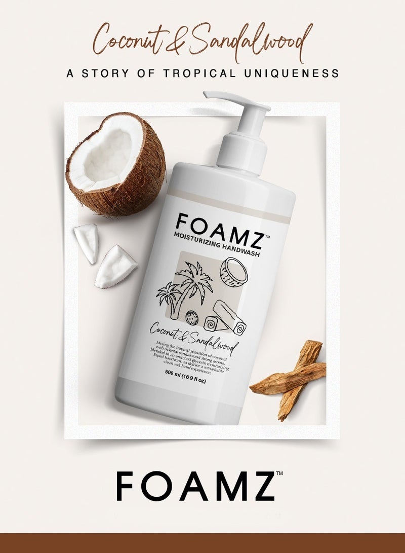 FOAMZ Liquid Hand Wash With Coconut and Sandalwood Scents 500 ml - Image 2