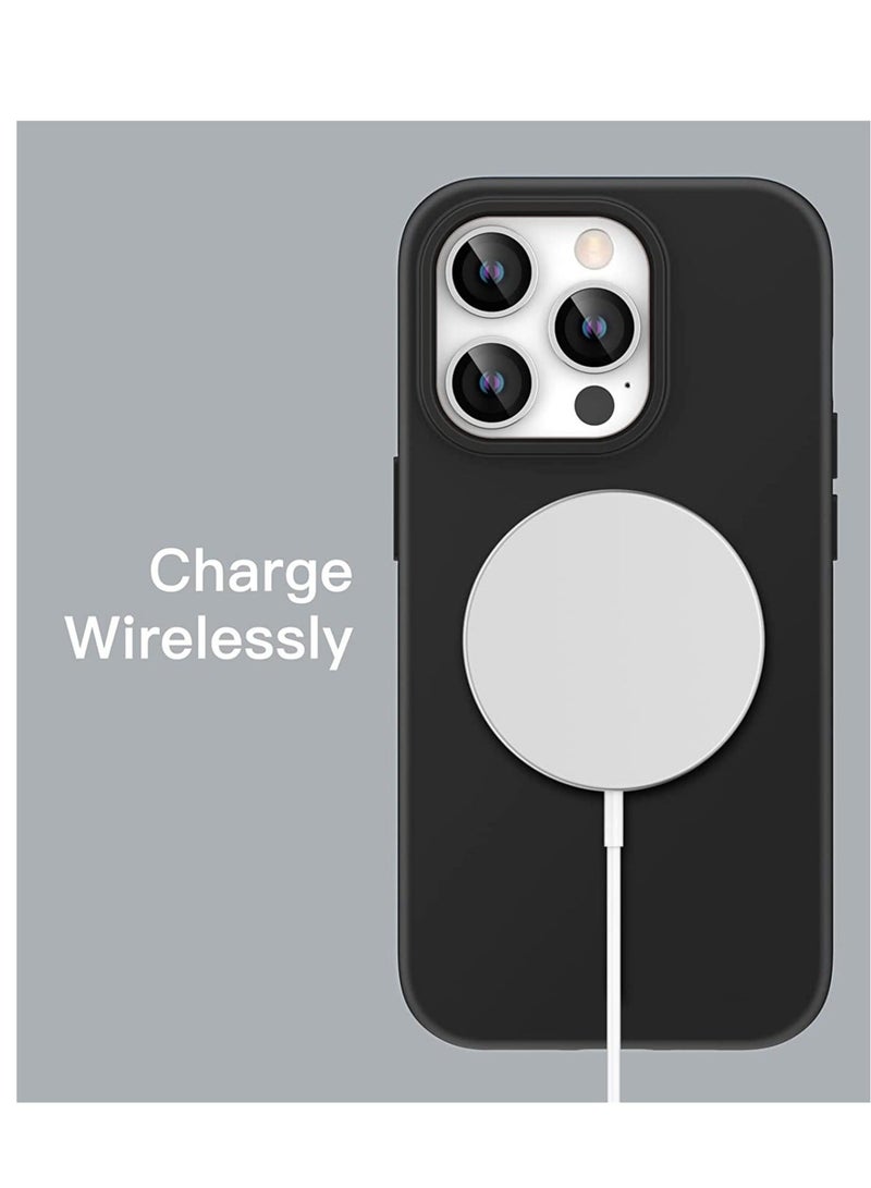 MUNTAQI Silicone Case for iPhone 14 Pro Max 6.7-inch, Silky-Soft Touch Full-Body Protective Phone Case, Shockproof Cover with Microfiber Lining (Black) - Image 2