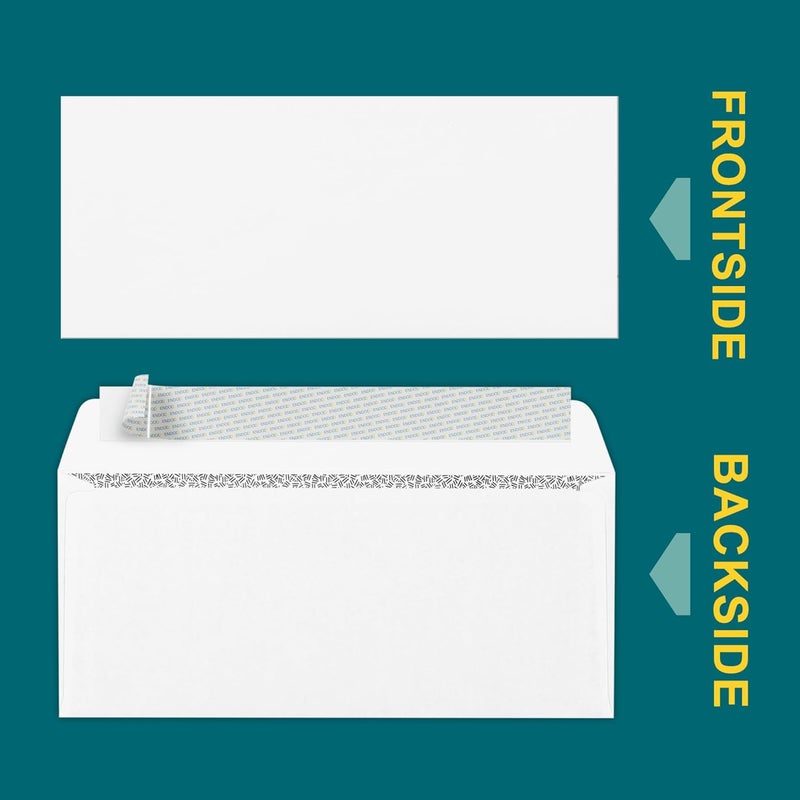 EnDoc #9 Envelopes Self Seal - 50 Pack - Security Tinted 3 7/8" x 8 7/8" Business Envelopes Peel & Seal for Mailing Letter Size - Legal for Invoices, Statements - 24lb White Plain - Image 2