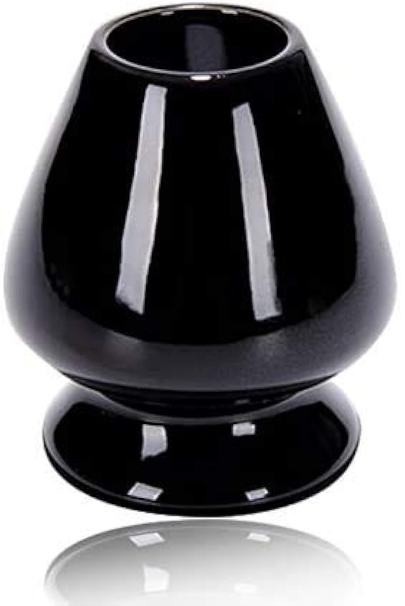 HARU MATCHA - (Kuse Naoshi) 1PC Matcha Green Tea Ceramic Whisk Holder for Japanese Tea Ceremony - (Black)