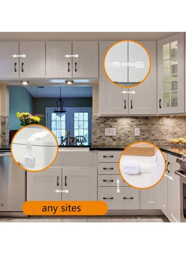 أيه بي جي 12 حزمة من رباط اللاصق متعدد الاستخدامات والقفل - قفل لحماية الأطفال وتأمين الخزائن والأدراج والثلاجة وغسالة الصحون ومقعد المرحاض والخزانة والفرن وسلة المهملات، دون الحاجة إلى الحفر. - Image 5