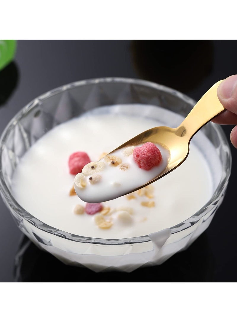 Dessert Spoon, 12 Pcs Stainless Steel Salt Spoon Short Handle Coffee Scoop Mini Tea Spoons for Small Jars, Sugar, honey, Spice, Ice Cream (12 x Gold) - Image 2
