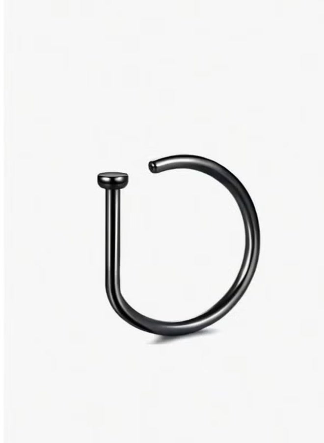 هابي دي 6 قطع نسائية خاتم ثقب الأنف المزيف (Silve & Silver & Black) Hoop Septum مشبك أنف غير ثقب من الفولاذ المقاوم للصدأ - Image 4