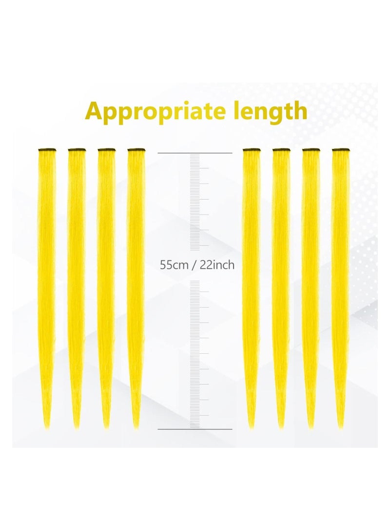 Estelle 22 inch Colored Hair Extensions, Multi-colors Party Highlights Clip in Synthetic Hair Extensions (10 PCS Yellow) - Image 3
