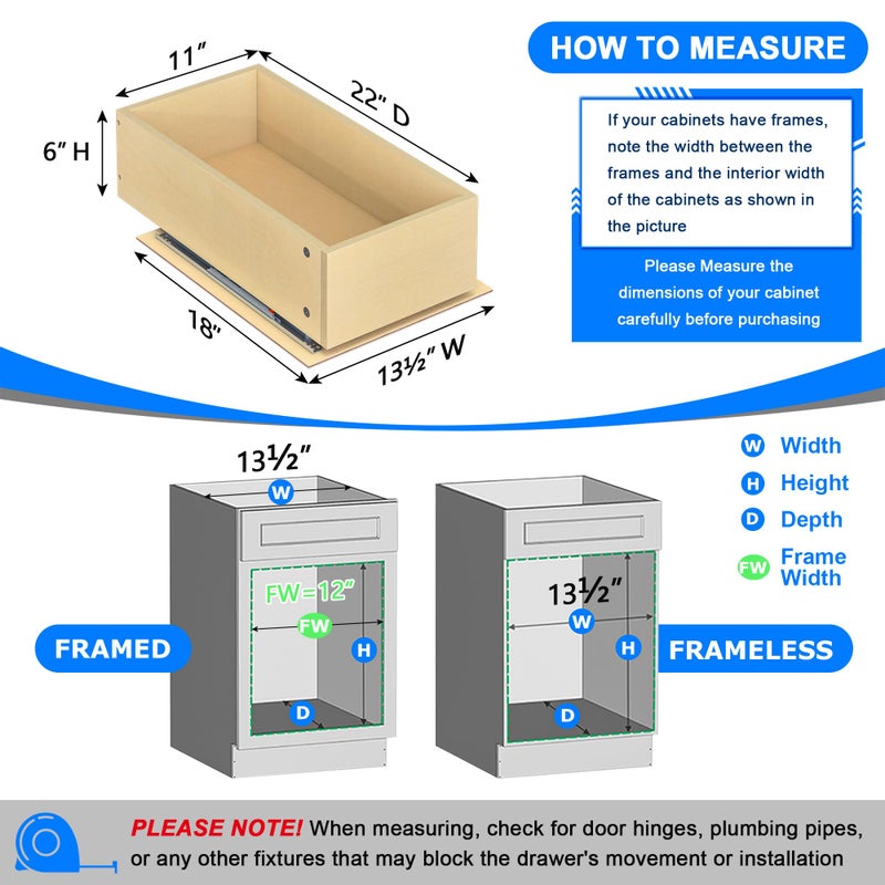 WelFurGeer Soft Close Pull Out Drawers for Cabinets, 11" W x 22" D Pull Out Cabinet Organizer, Smooth Slide-Out Shelves for Kitchen Cabinets, Durable Pullout Drawers for Home & Kitchen Organization - Image 5